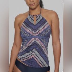 Athleta Aqualuxe Print High Neck Keyhole Tankini